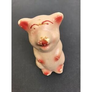 Vintage Pig Figurine 3" Aged Patina Animal Farm Country Ceramic